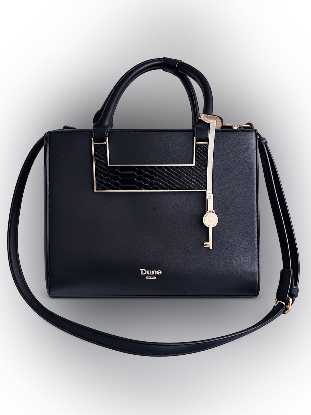 Dune London Black Satchel Shoulder Bag Structured Crossbody Work Purse